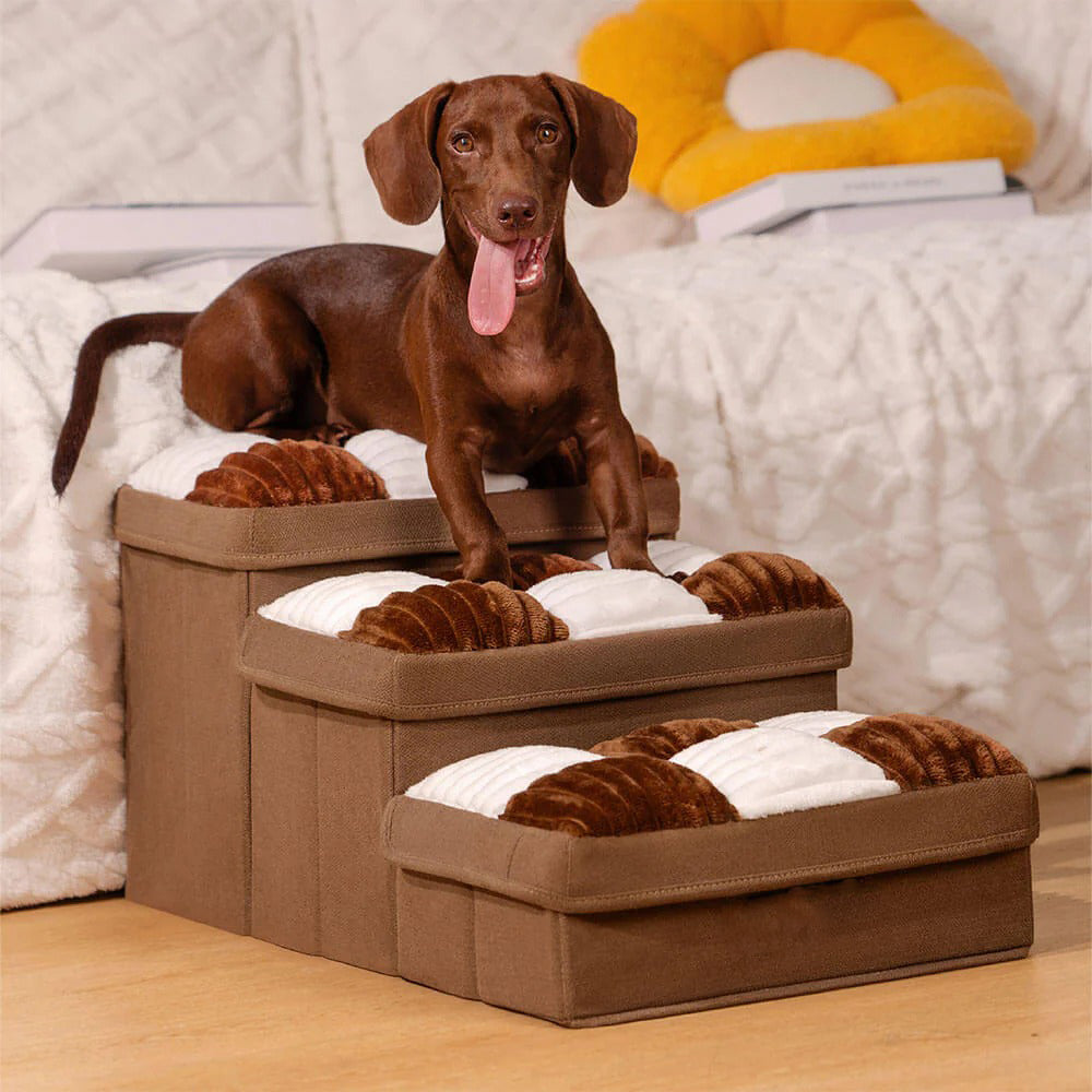 Foldable Dog Stairs with Hidden Storage (3 STEP)