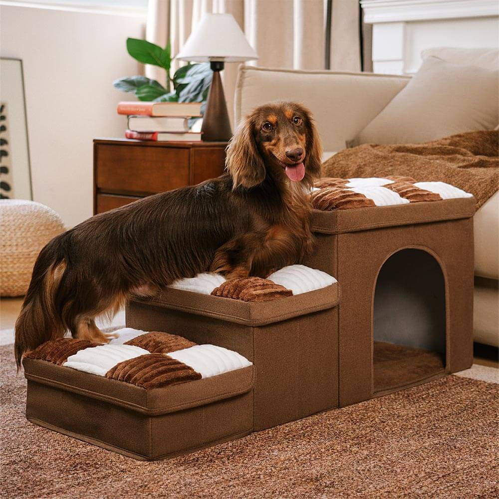 Foldable Dog Stairs with Hidden Storage (3 STEP)