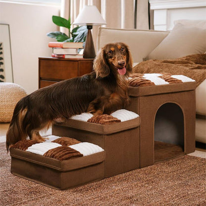 Foldable Dog Stairs with Hidden Storage (3 STEP)