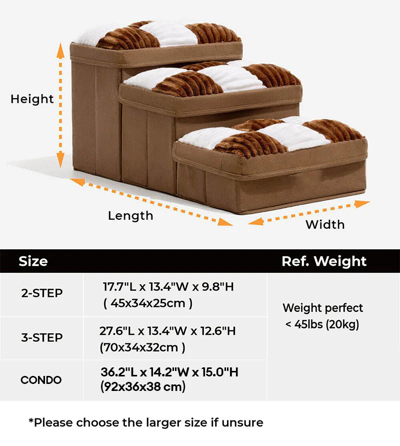 Foldable Dog Stairs with Hidden Storage (3 STEP)